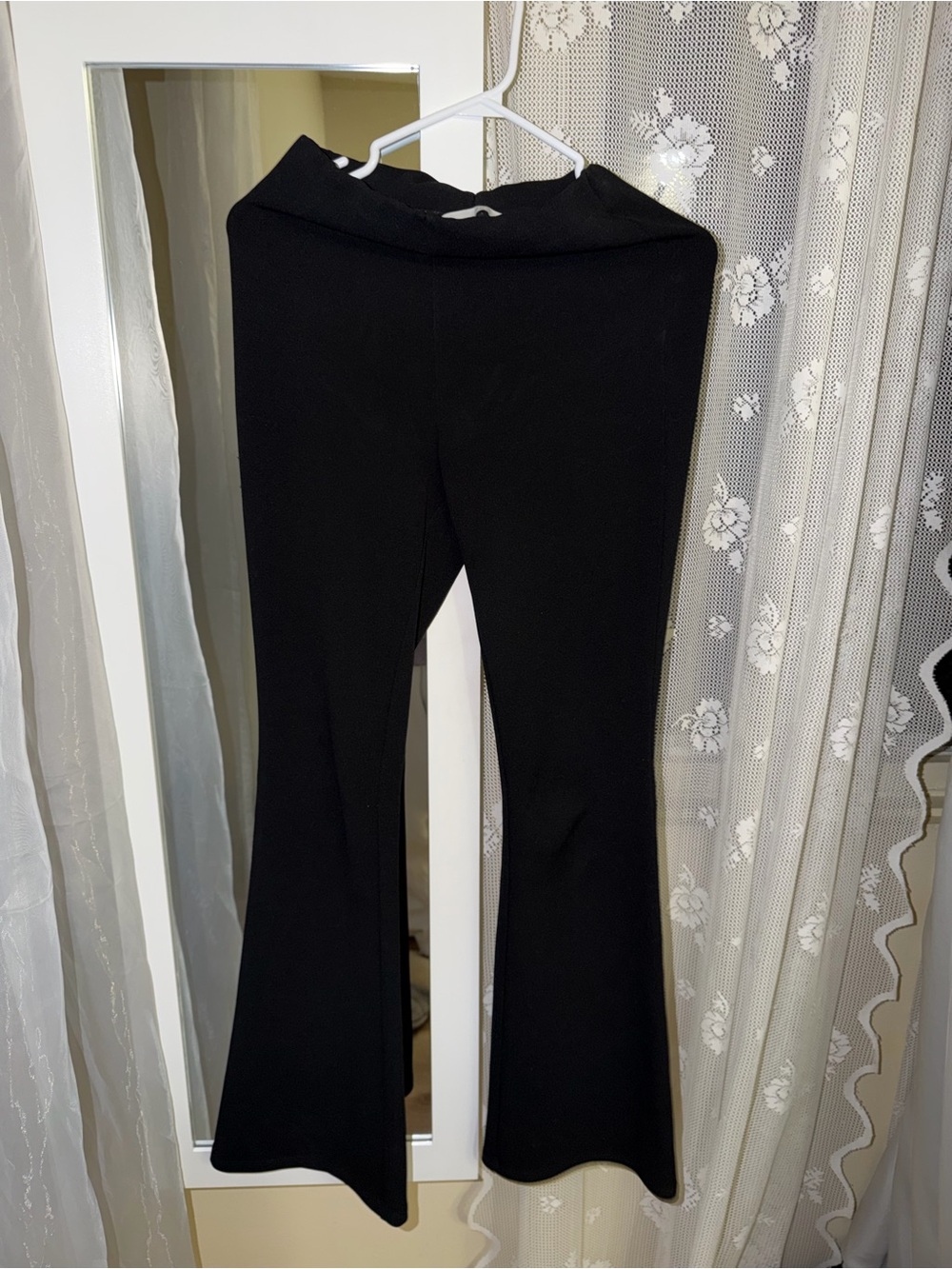 H&M Black Flared Pants with Folded Waistband
